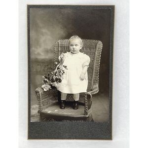 1800s FW Sander Victorian Toddler Standing Chair Flower Props Vintage Photograph
